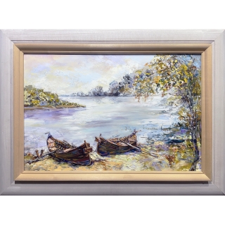 Danube Landscape with Two Boats