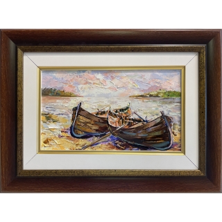Danube Landscape with Two Boats