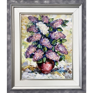 Lilacs in a red vase