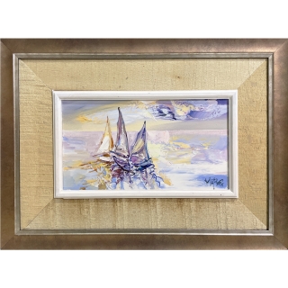 Three Sailboats at Dawn
