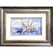 Three Morning Sailboats by the Coast