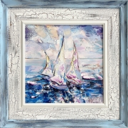 Three Sailboats at Dawn